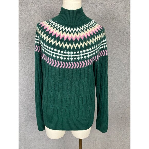 Style & Co Women's Green Fair Isle Knit Sweater Size Small Multicolor NWOT's - Picture 1 of 8